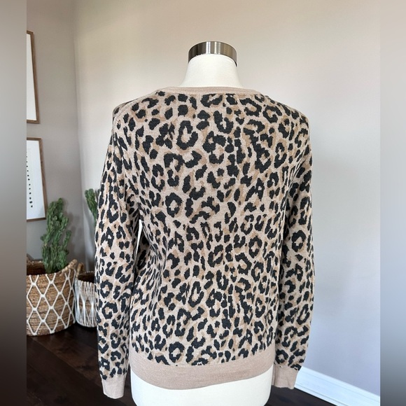 EUC J Crew Merino Wool Leopard Teddy Crewneck Pullover Sweater - Picture 6 of 11
